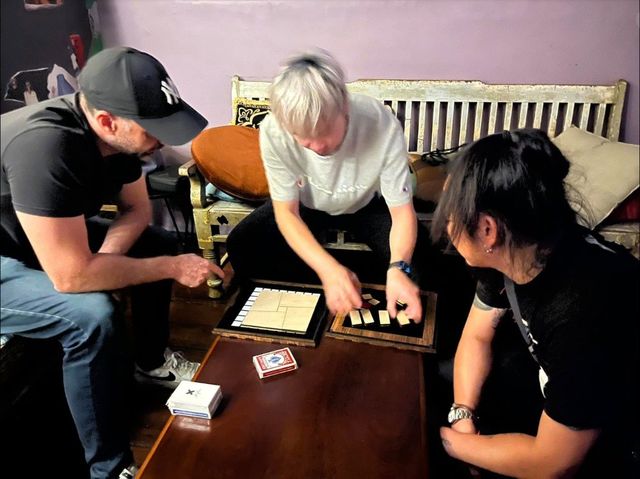 A member demonstrates a tile puzzle effect at the April 2024 meeting